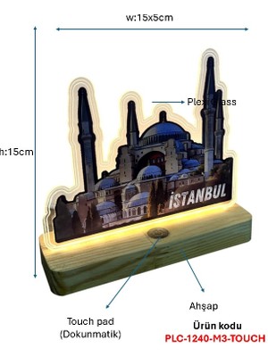 Pulchino Ahşap Dokunmatik Işıklı Modern Masa Aydınlatması Plc-1240-M3-Touch