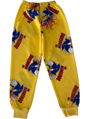 Şeker Kids Erkek Çocuk Pamuklu Sarı Sonic Figürlü Pijama Takımı