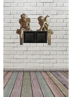 Melek Temalı 2’li Parlak Sarı Renk Duvar Süsü