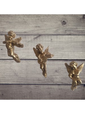 Gold Melek Biblosu Duvar Süsü Dekorasyon 12X8 cm