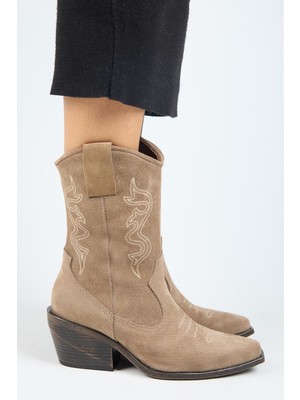 Manijero Aleyna Kadın Hakiki Deri Western Vizon Bot