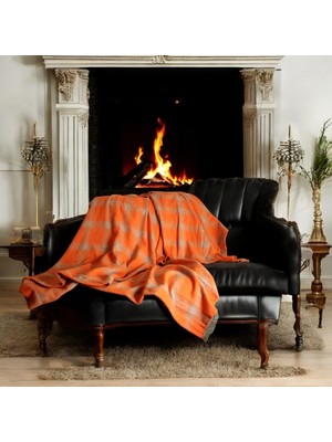 Kapella Ekose Oduncu Battaniye 150*200 Turuncu