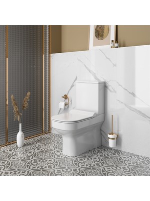 Turkuaz Kale Loft Kanalsız Duvara Sıfır Klozet + Ultra Slim Yavaş Kapanan Klozet Kapağı + Rezervuar + 3/6 İç Takım