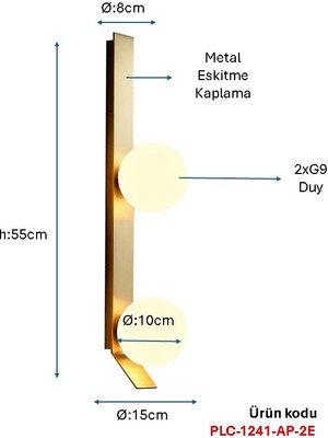 Pulchino Eskitme Kaplamalı Modern Aplik PLC-1241-AP-2E