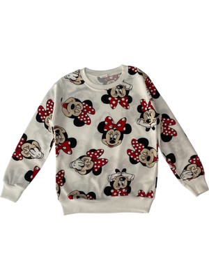 Şeker Kids Kız Çocuk Pamuklu Beyaz Mickey Mouse Desen Pijama Takımı