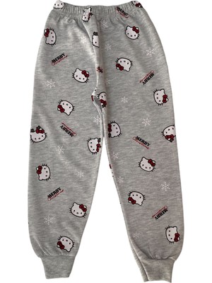 Şeker Kids Kız Çocuk Pamuklu Gri Hello Kitty Desen Pijama Takımı