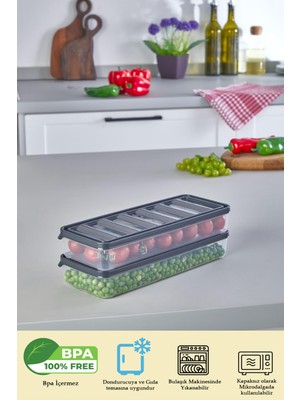 2 Adet 1100 ml Buzdolabı Dondurucu Organizer ve Saklama Kabı