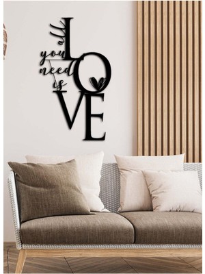 Artroya - All You Need Is Love Metal  Tablo, Duvar Dekoru - Sevgi, Sevgili, Aşk Temalı Hediyelik Tablo - 78 x 45 - cm -Siyah - Doğum Günü - Sevgililer Günü - Anneler Günü -LOVE-083