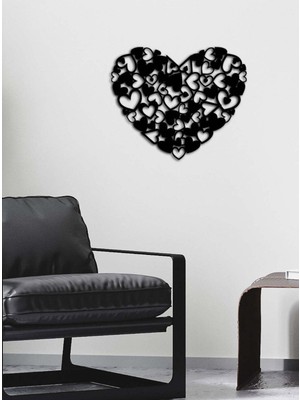 Artroya - Iç Içe Kalp Metal  Tablo, Duvar Dekoru - Sevgi, Sevgili, Aşk Temalı Hediyelik Tablo - 60 x 50 - cm -Siyah - Doğum Günü - Sevgililer Günü - Anneler Günü -LOVE-140