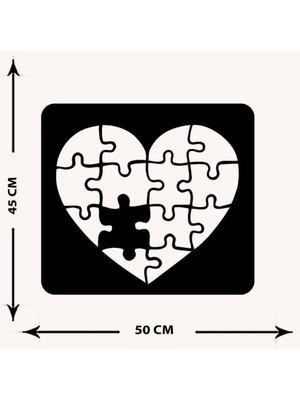 Artroya - Jigsaw Heart Metal  Tablo, Duvar Dekoru - Sevgi, Sevgili, Aşk Temalı Hediyelik Tablo - 50 x 45 - cm -Siyah - Doğum Günü - Sevgililer Günü - Anneler Günü -LOVE-017