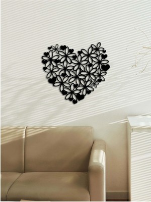 Artroya - Flower Heart Metal  Tablo, Duvar Dekoru - Sevgi, Sevgili, Aşk Temalı Hediyelik Tablo - 61 x 55 - cm -Siyah - Doğum Günü - Sevgililer Günü - Anneler Günü -LOVE-124