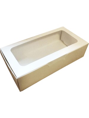 Pencereli Karton Kutu Düz Renk 20 x 10 x 5  cm   (10 Adet) Beyaz