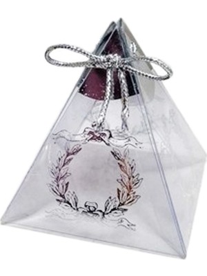 Piramit Asetat Kutu Üçgen Lokumluk Saray Desenli  6X6X6 (25 Adet)  Gümüş