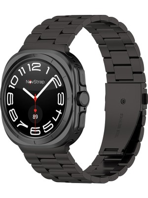 Novstrap Samsung Galaxy Watch Ultra 47 mm ile Uyumlu Kordon Baklalı Metal Paslanmaz Çelik Kayış