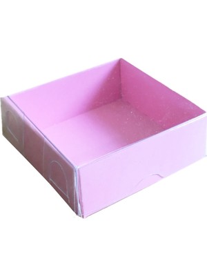 Tahtakale Toptancı Asetat Kapaklı Karton Kutu 6 x 6 x 2.5  cm  (50 Adet)  Pembe