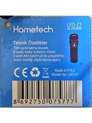 Hometech LED Z1 El Feneri