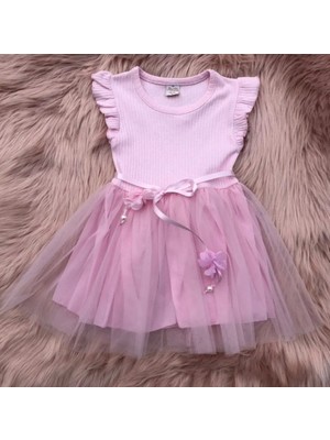 Retro Women Kız Çocuk Fırfır Kol Tütülü Özel Gün Prenses Elbise