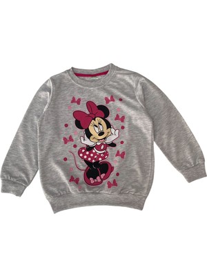 Şeker Kids Kız Çocuk Pamuklu Gri Mickey Mouse Figürlü Eşofman Takımı