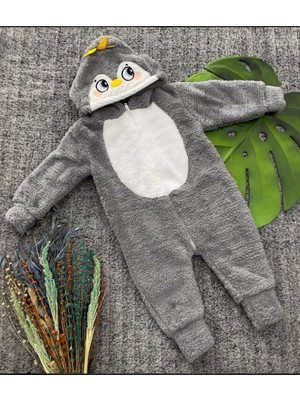 Bilge Trend Erkek Çocuk Welsoft  Peluş Penguen Kostüm Kışlık Tulum , Uyku Tulumu