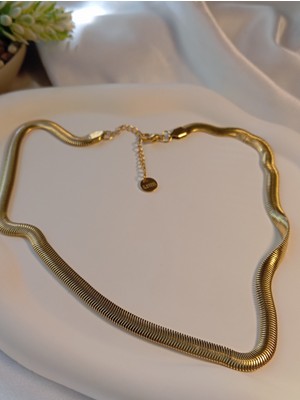 Stainless Steel Balık Sırtı Çelik Kolye Gold