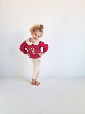 Delouise Baby Kız Çocuk Paris Baskılı Pembe Tayt Takım