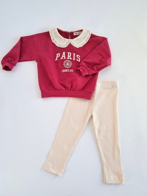 Delouise Baby Kız Çocuk Paris Baskılı Pembe Tayt Takım