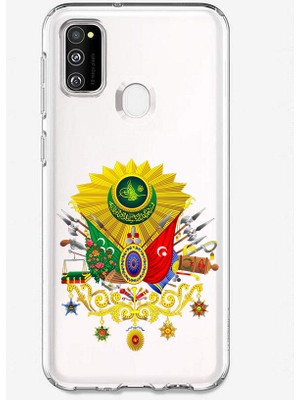 Zeyno Samsung M21 Uyumlu Osmanlı Amblem  Desenli Silikon Kılıf