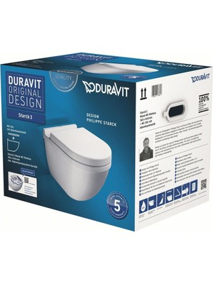 Duravit Starck 3 Rimless Asma Klozet + Duravit Yavaş Kapak 45273900A1