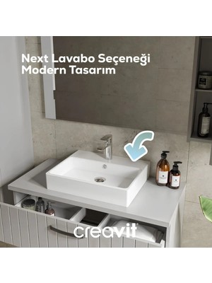 Creavit NX260 Next 60 cm Tezgah Üzeri Kare Delikli Lavabo 60 x 50 cm