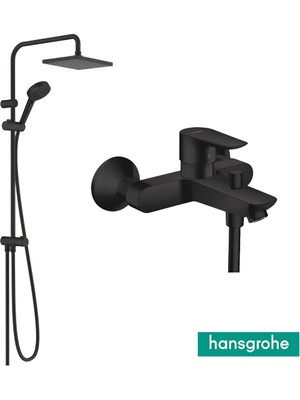 Hansgrohe Vernis Siyah Duş Kolonu ve Talis E Banyo Bataryası Aplike 26289670