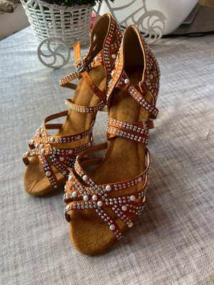 Suna Incili Taba8,5 Cmtopuklu Salsa, Bacata,dansve Abiye Ayakkabısı