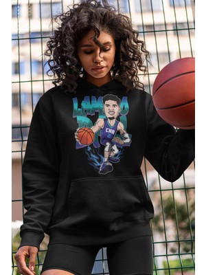 Cngz Shop Lamelo Ball Baskılı Kapüşonlu Sweatshirt, Unisex Oversize Basketbol Baskılı Hoodie