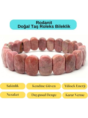 Yıldız Doğal Taş Sertifikalı Rodanit Doğal Taş Roleks Bileklik