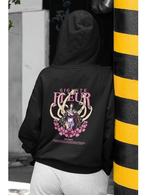 Cngz Shop One Piece Nico Robin Sırt Baskılı Kapüşonlu Sweatshirt, Unisex Oversize Anime Baskılı Hoodie