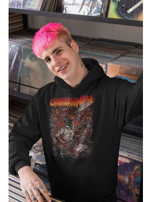 Cngz Shop Chainsaw Man Baskılı Kapüşonlu Sweatshirt, Unisex Oversize Anime Baskılı Hoodie