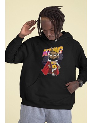 Cngz Shop Lebron Jemas Baskılı Kapüşonlu Sweatshirt, Unisex Oversize Basketbol Baskılı Hoodie