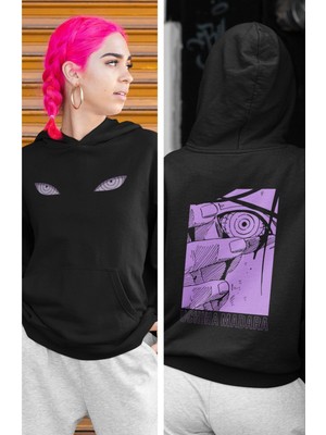 Cngz Shop Naruto Uchiha Madara 2 Sırt Baskılı Kapüşonlu Sweatshirt, Unisex Oversize Anime Baskılı Hoodie