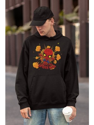 Cngz Shop Komik Deadpool Baskılı Kapüşonlu Sweatshirt, Unisex Oversize Marvel Deadpool Baskılı Hoodie