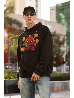 Cngz Shop Komik Deadpool Baskılı Kapüşonlu Sweatshirt, Unisex Oversize Marvel Deadpool Baskılı Hoodie