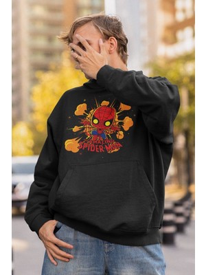 Cngz Shop Komik Deadpool Baskılı Kapüşonlu Sweatshirt, Unisex Oversize Marvel Deadpool Baskılı Hoodie