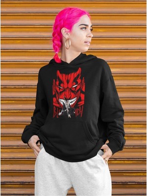 Cngz Shop Bleach Zaraki Kenpachi Baskılı Kapüşonlu Sweatshirt, Unisex Oversize Anime Baskılı Hoodie