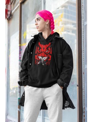 Cngz Shop Bleach Zaraki Kenpachi Baskılı Kapüşonlu Sweatshirt, Unisex Oversize Anime Baskılı Hoodie