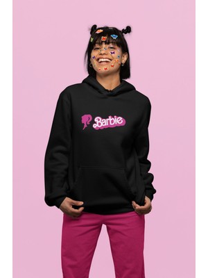 Cngz Shop Oversize Barbie Yazılı Kapüşonlu Sweatshirt