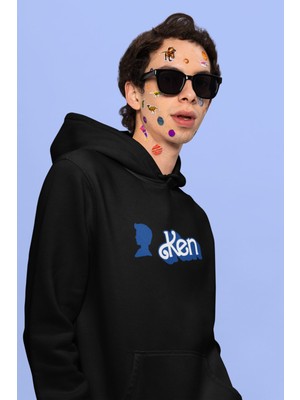 Cngz Shop Oversize Ken Yazılı Kapüşonlu Sweatshirt, Erkek Ken Baskılı Siyah Hoodie