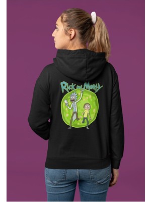 Cngz Shop Rick And Morty Sırt Baskılı Kapüşonlu Sweatshirt, Unisex Oversize Rick And Morty Yazılı Hoodie