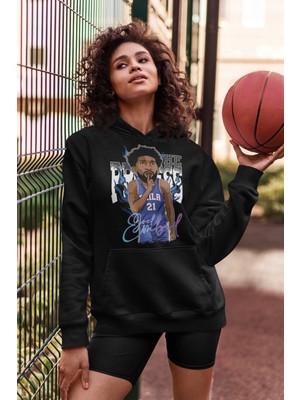 Cngz Shop Joel Embiid Baskılı Kapüşonlu Sweatshirt Unisex Oversize Basketbol Baskılı Hoodie