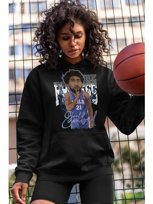 Cngz Shop Joel Embiid Baskılı Kapüşonlu Sweatshirt Unisex Oversize Basketbol Baskılı Hoodie