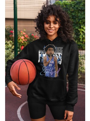 Cngz Shop Joel Embiid Baskılı Kapüşonlu Sweatshirt Unisex Oversize Basketbol Baskılı Hoodie