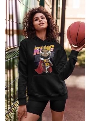 Cngz Shop Lebron Jemas Baskılı Kapüşonlu Sweatshirt, Unisex Oversize Basketbol Baskılı Hoodie