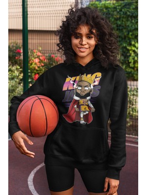 Cngz Shop Lebron Jemas Baskılı Kapüşonlu Sweatshirt, Unisex Oversize Basketbol Baskılı Hoodie